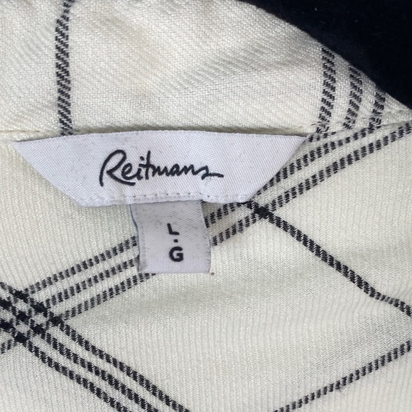 Reitmans Shirt Long Sleeve Button Up Black and White Check - Picture 3 of 8